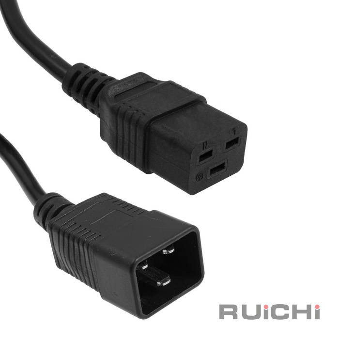 Шнур сетевой 3-х полюсный RUICHI SCZ, гнездо IEC C19 - вилка IEC C20, 3 м, 3x1.5 мм2