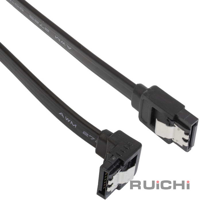 Кабель интерфейсный RUICHI SATA-AD-40-3.0-6GBPS, черный, SATA - SATA угловой, 400 мм