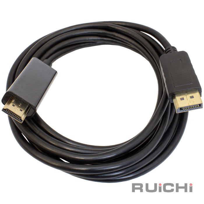 Кабель RUICHI DP-HDMI-3M, DisplayPort (m) (прямой) - HDMI (m) (прямой), 3м, черный