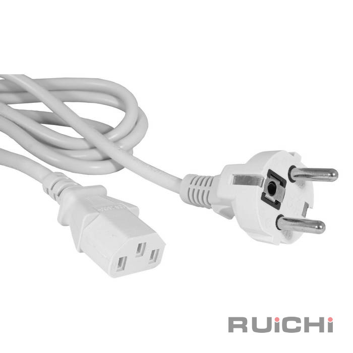 Сетевой шнур RUICHI SCZ, вилка прямая CEE7/7 - гнездо прямое IEC C13, 1.8 м, 3х0.75 мм2   белый