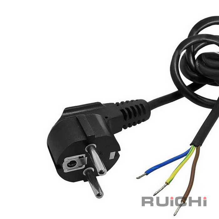 Шнур сетевой с угловой вилкой CEE7/7 неоконцованный RUICHI SCZ, 1.8 м, 3х0.75 мм2