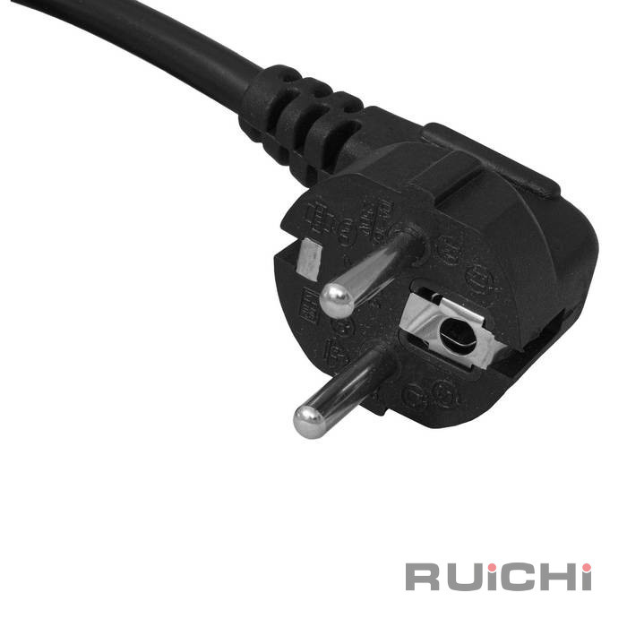 Шнур сетевой 3-х полюсный RUICHI SCZ, гнездо прямое IEC C19 - вилка угловая Schuko, 3 м, 3x1.5 мм2, 16 A