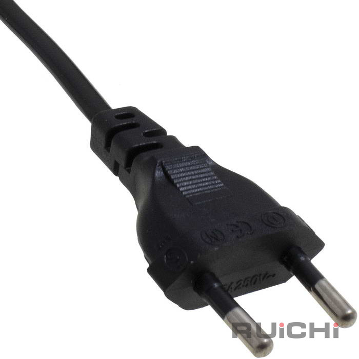 Шнур сетевой 2-х полюсный прямой RUICHI, вилка CEE7/16 - розетка IEC C7, 1.8 м, 2x0.5 мм2, чёрный