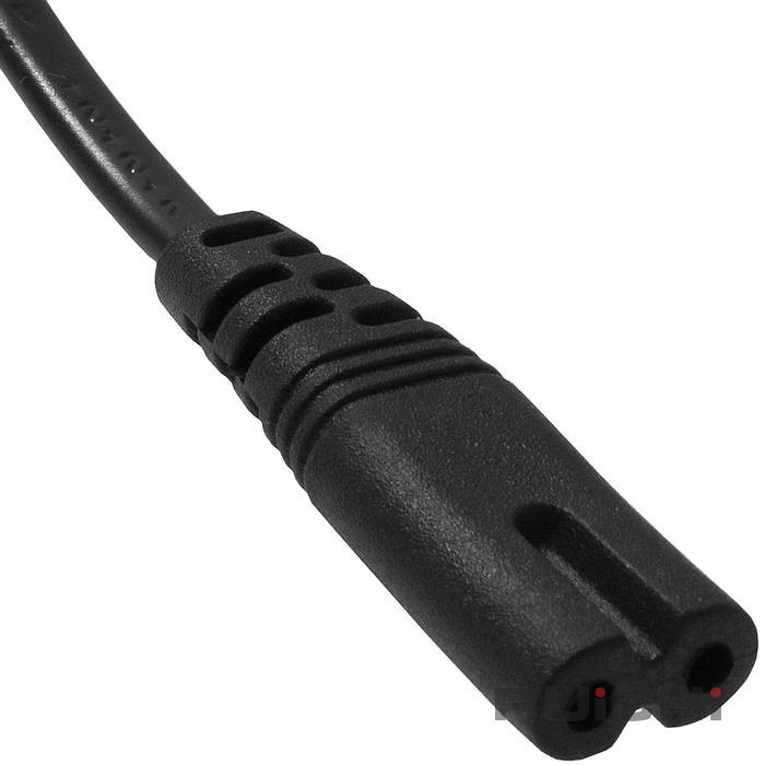 Шнур сетевой 2-х полюсный RUICHI, вилка угловая CEE7/16 - розетка прямая IEC C7, 1.5 м, 2x0.75 мм2, чёрный