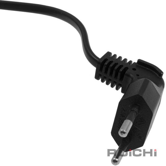 Шнур сетевой 2-х полюсный RUICHI, вилка угловая CEE7/16 - розетка прямая IEC C7, 1.5 м, 2x0.75 мм2, чёрный