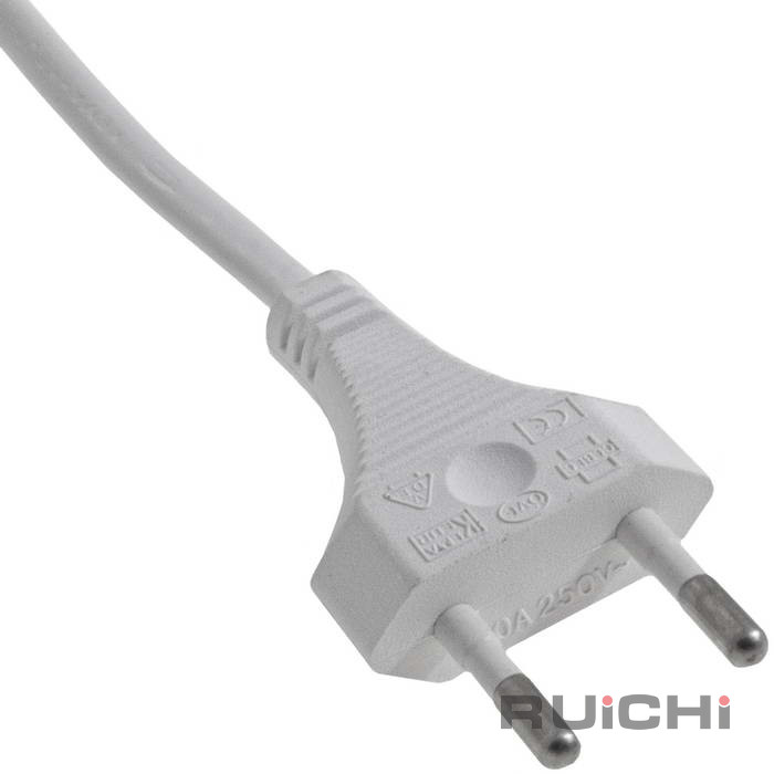 Шнур сетевой 2-х полюсный RUICHI, вилка прямая CEE7/16 - без оконцевания, 1.5 м, 2x0.5 мм2, белый
