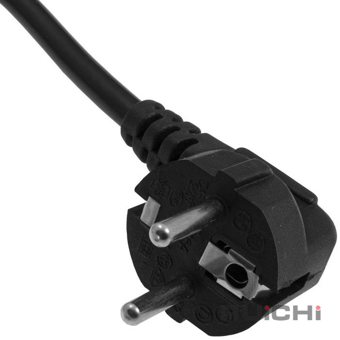 Шнур сетевой 3-х полюсный RUICHI SCZ, гнездо прямое IEC C19 - вилка угловая Schuko, 1.8 м, 3x1.5 мм2, 16 A