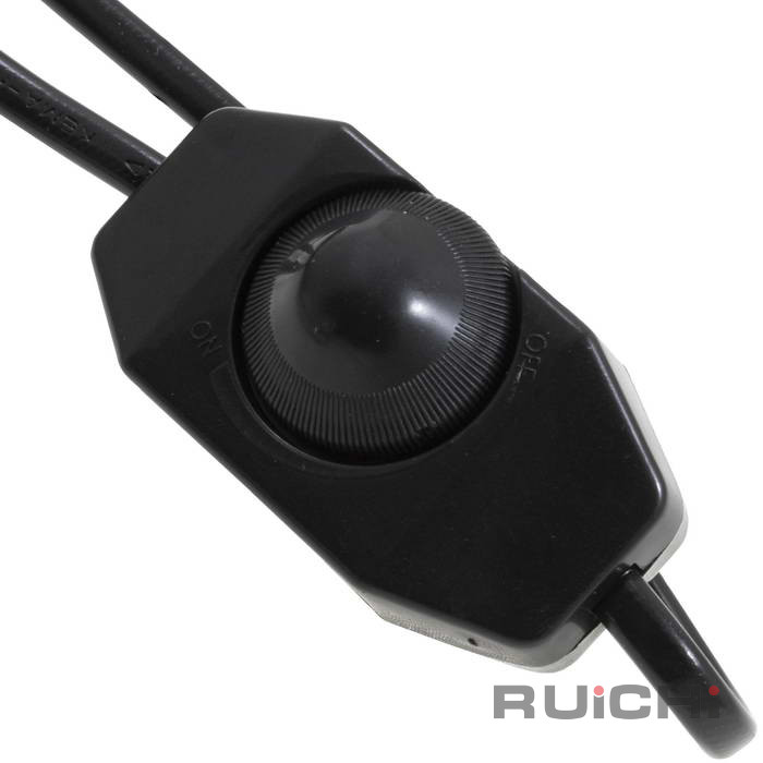 Шнур сетевой 2-х полюсный с диммером RUICHI, вилка прямая CEE7/16 - без оконцевания, 2 м, 2x0.75 мм2, чёрный