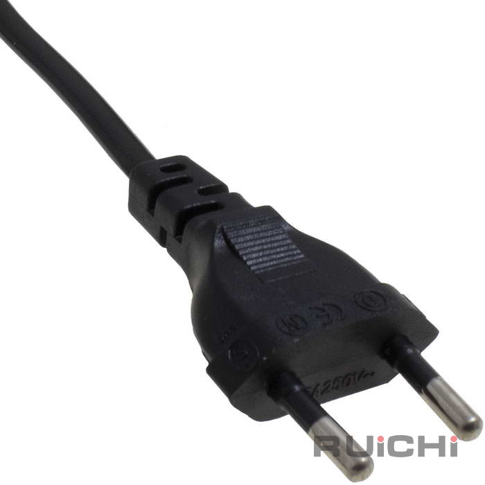 Шнур сетевой 2-х полюсный с диммером RUICHI, вилка прямая CEE7/16 - без оконцевания, 2 м, 2x0.75 мм2, чёрный