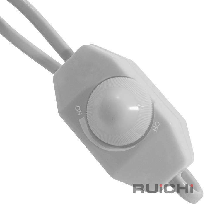 Шнур сетевой 2-х полюсный с диммером RUICHI, вилка прямая CEE7/16 - без оконцевания, 2 м, 2x0.75 мм2, белый