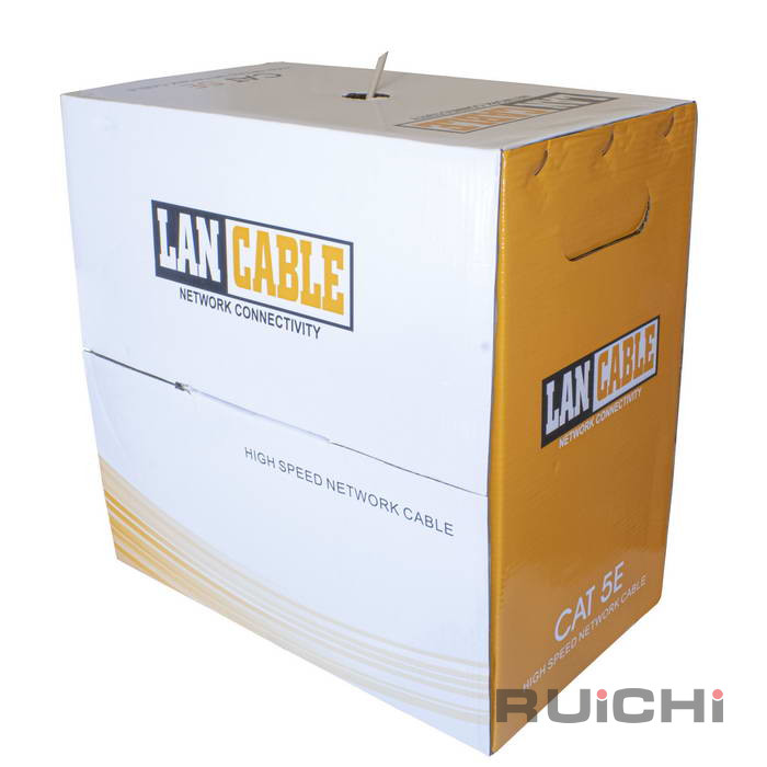 Кабель витая пара FTP 2х2х0,5 мм RUICHI, 24AWG, ССА/HDPE/PVC, CAT5e, 100 МГц, серый, бухта 305 м