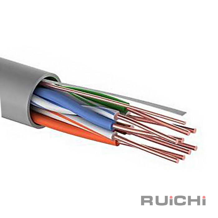 Кабель витая пара UTP 4х2х0,48 мм RUICHI, 24AWG, ССА/HDPE/PVC, CAT5e, 100 МГц, серый, бухта 305 м