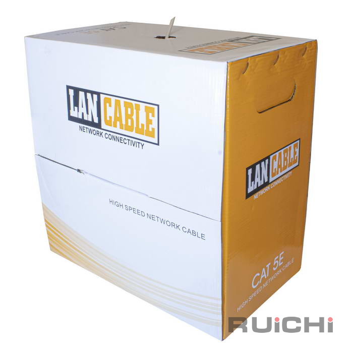 Кабель витая пара UTP 4х2х0,48 мм RUICHI, 24AWG, ССА/HDPE/PVC, CAT5e, 100 МГц, серый, бухта 305 м