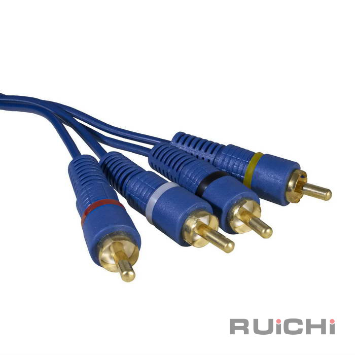 Аудио-видео шнур RUICHI 4 RCA - 4 RCA, 3 м, синий, GOLD