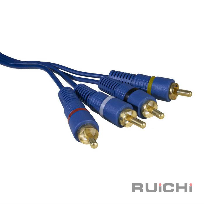 Аудио-видео шнур RUICHI 4 RCA - 4 RCA, 3 м, синий, GOLD