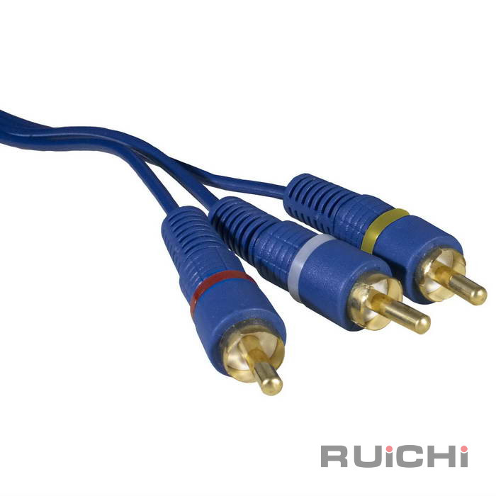 Аудио-видео шнур RUICHI 3 RCA - 3 RCA,1.5 м, синий