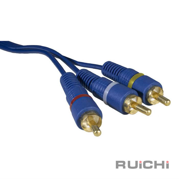 Аудио-видео шнур RUICHI 3 RCA - 3 RCA,1.5 м, синий