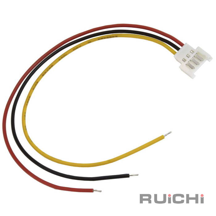 Комплект межплатного кабеля питания (вилка-розетка) RUICHI серии 5100, сечение проводника 0.12 мм2 (26AWG), 3 контакта, трехполюсный, шаг разъема 2.00 мм, 0…+80 °С, длина проводов 150 мм, цвет изоляции красный/чёрный/желтый, корпус разъема ПВХ