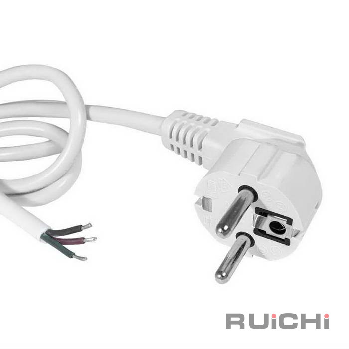 Шнур сетевой с угловой вилкой CEE7/7 неоконцованный RUICHI SCZ, 1.8 м, 3х0.75 мм2