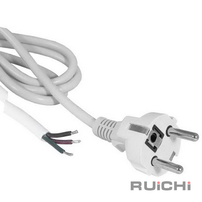 Шнур сетевой с прямой вилкой CEE7/7 неоконцованный RUICHI SCZ, 1.8 м, 3х0.75 мм2
