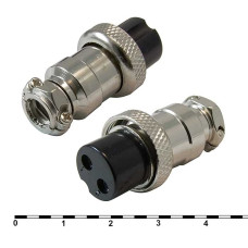 Разъём цилиндрический малогабаритный RUICHI GX16M-2A, 2 контакта