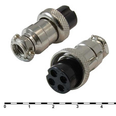 Разъём цилиндрический малогабаритный RUICHI GX16M-4A, 4 контакта