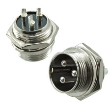 Разъём цилиндрический малогабаритный RUICHI GX16M-3B, 3 контакта