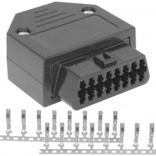 Разъем диагностический OBD RUICHI R03, OBD2-female, прямой, 16 контактов, 24 В, ABS пластик, цвет черный