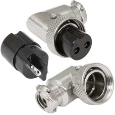 Разъём цилиндрический малогабаритный RUICHI GX16M-2AA, 2 контакта, угловой