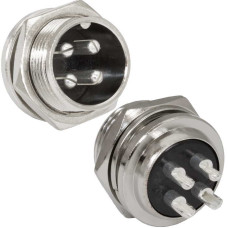 Разъём цилиндрический малогабаритный RUICHI GX16M-4C, 4 контакта